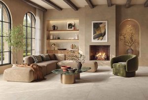 PANARIA CERAMICA A CERSAIE 2026: CON AURA, LA PIETRA SI VESTE DI CALORE